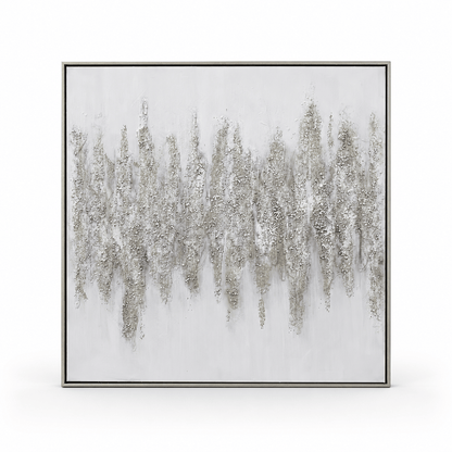 Pictures  -  Silver Painting on Canvas with Silver Frame - 100 x 100cm  -  60484972