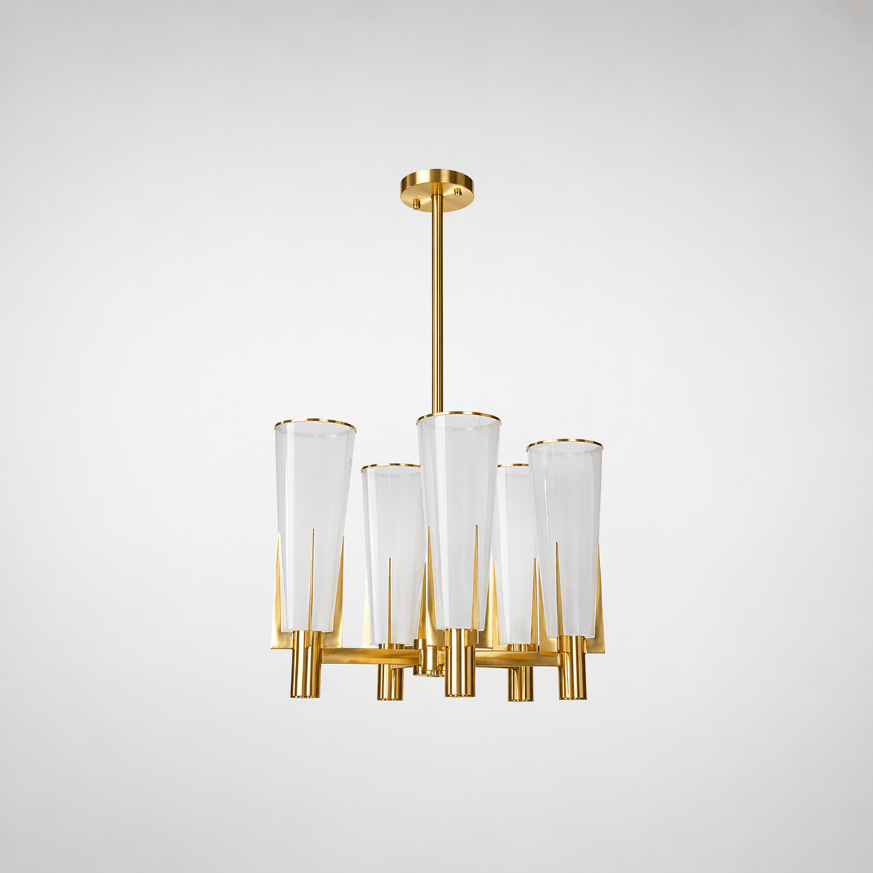 Lights  -  YS 10-1578-6 Chandelier with White Glass Shade - Gold  -  60485094