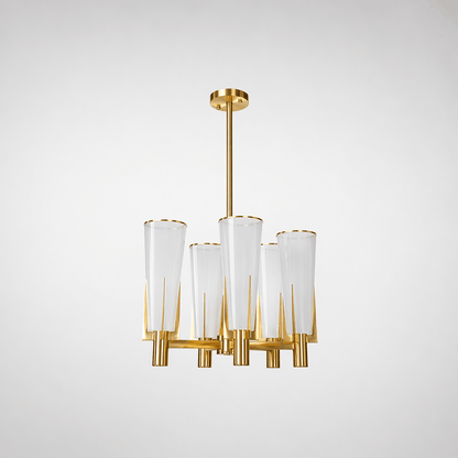 Lights  -  YS 10-1578-6 Chandelier with White Glass Shade - Gold  -  60485094