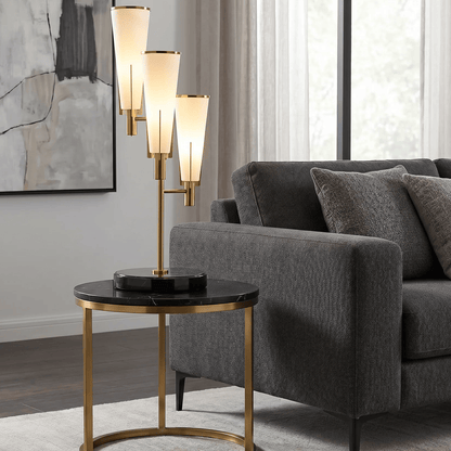 Lights  -  Table Lamp with White Glass Shade - Gold  -  60485095