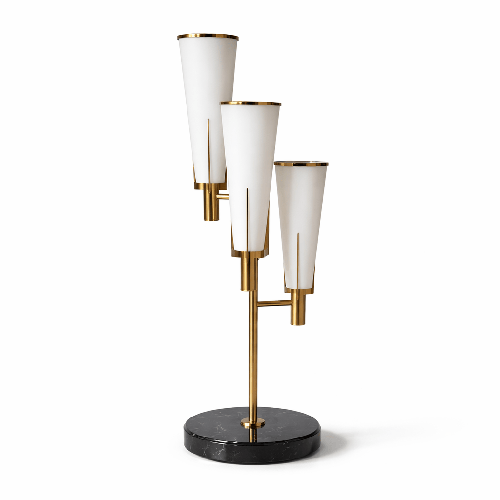 Lights  -  Table Lamp with White Glass Shade - Gold  -  60485095