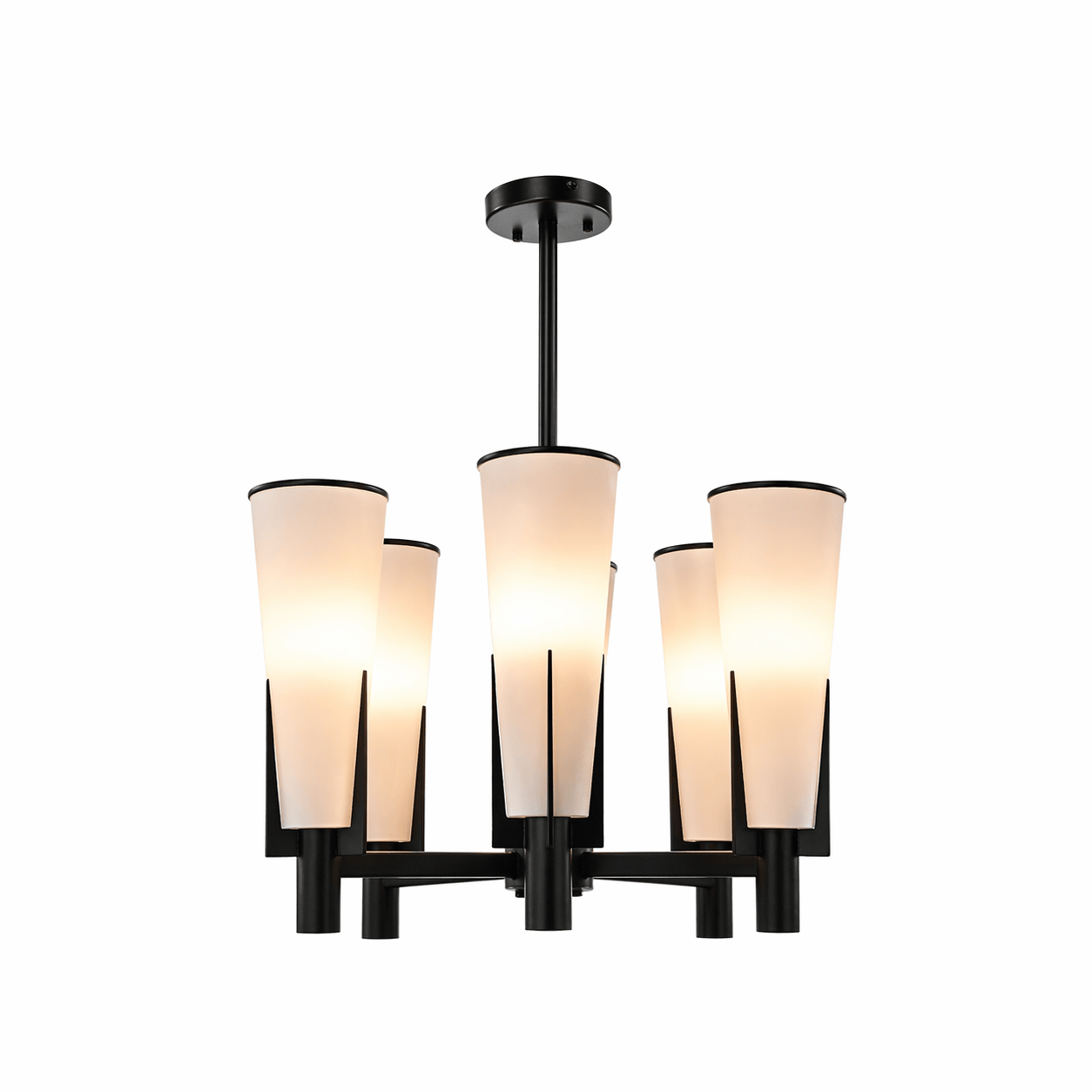 Lights  -  YS 10-1578-6BL Chandelier with White Glass Shade - Black  -  60485097