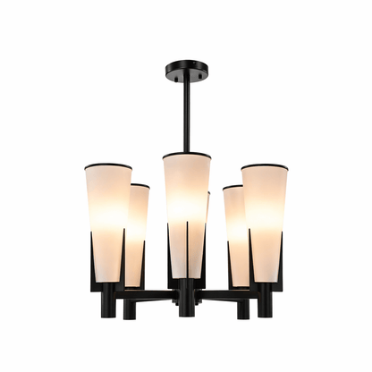 Lights  -  YS 10-1578-6BL Chandelier with White Glass Shade - Black  -  60485097