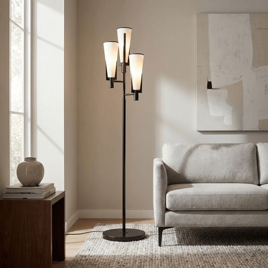 Lights  -  YS 13-1578-3BL Floor Lamp with White glass Shade - Black  -  60485098