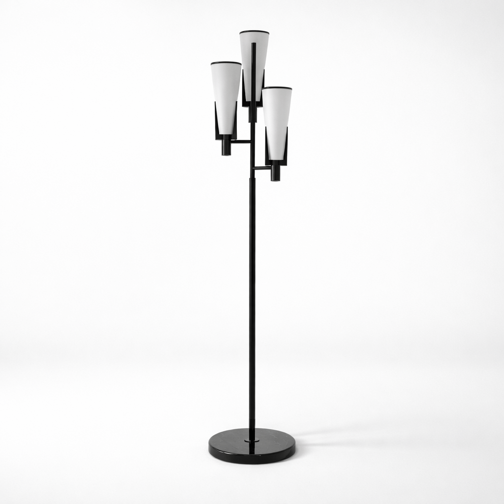 Lights  -  YS 13-1578-3BL Floor Lamp with White glass Shade - Black  -  60485098