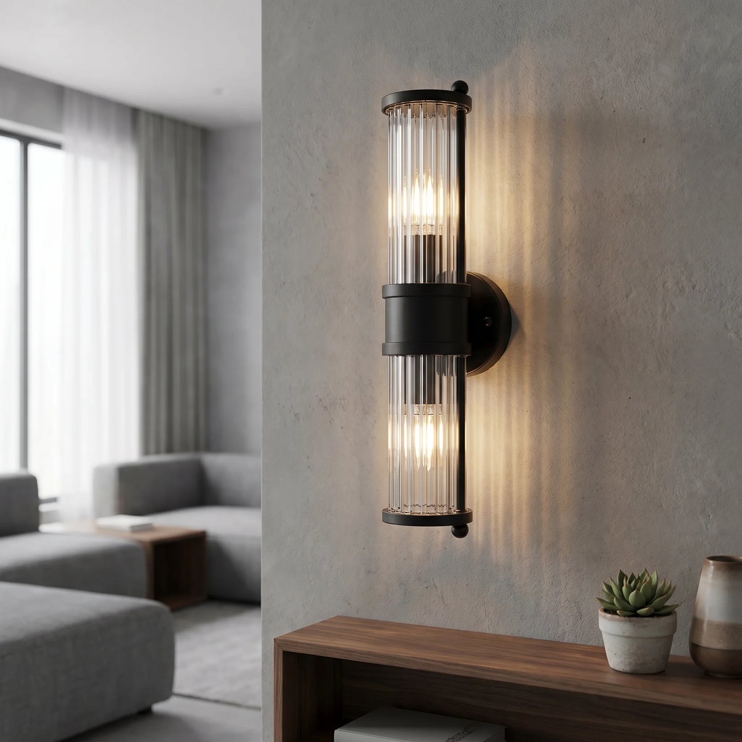 Lights  -  YS 11-1321-2BL Wall Light with Clear Glass - Black  -  60485105