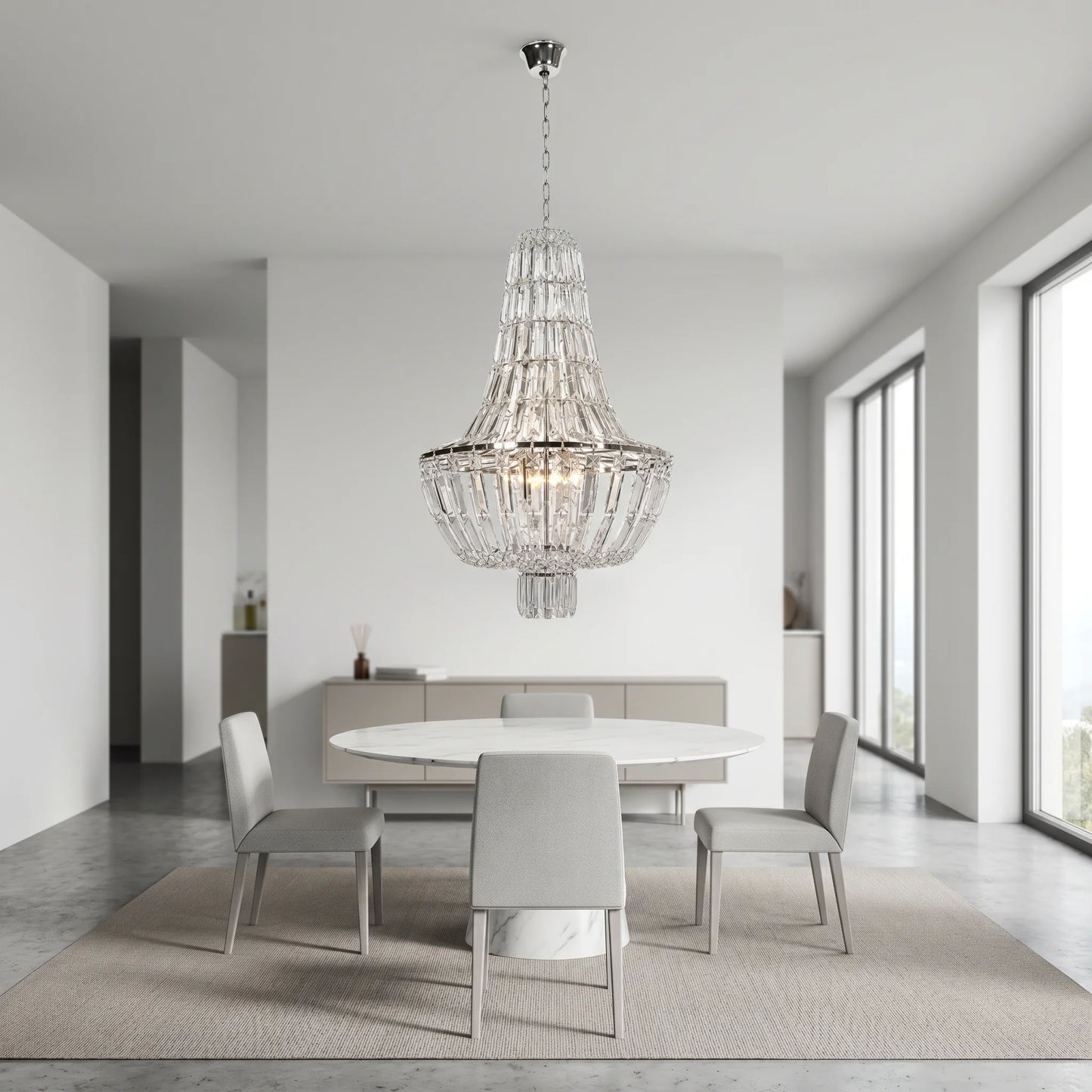 Lights  -  YS 10-1047-1PN Nickel Chandelier with Clear Glass  -  60485108
