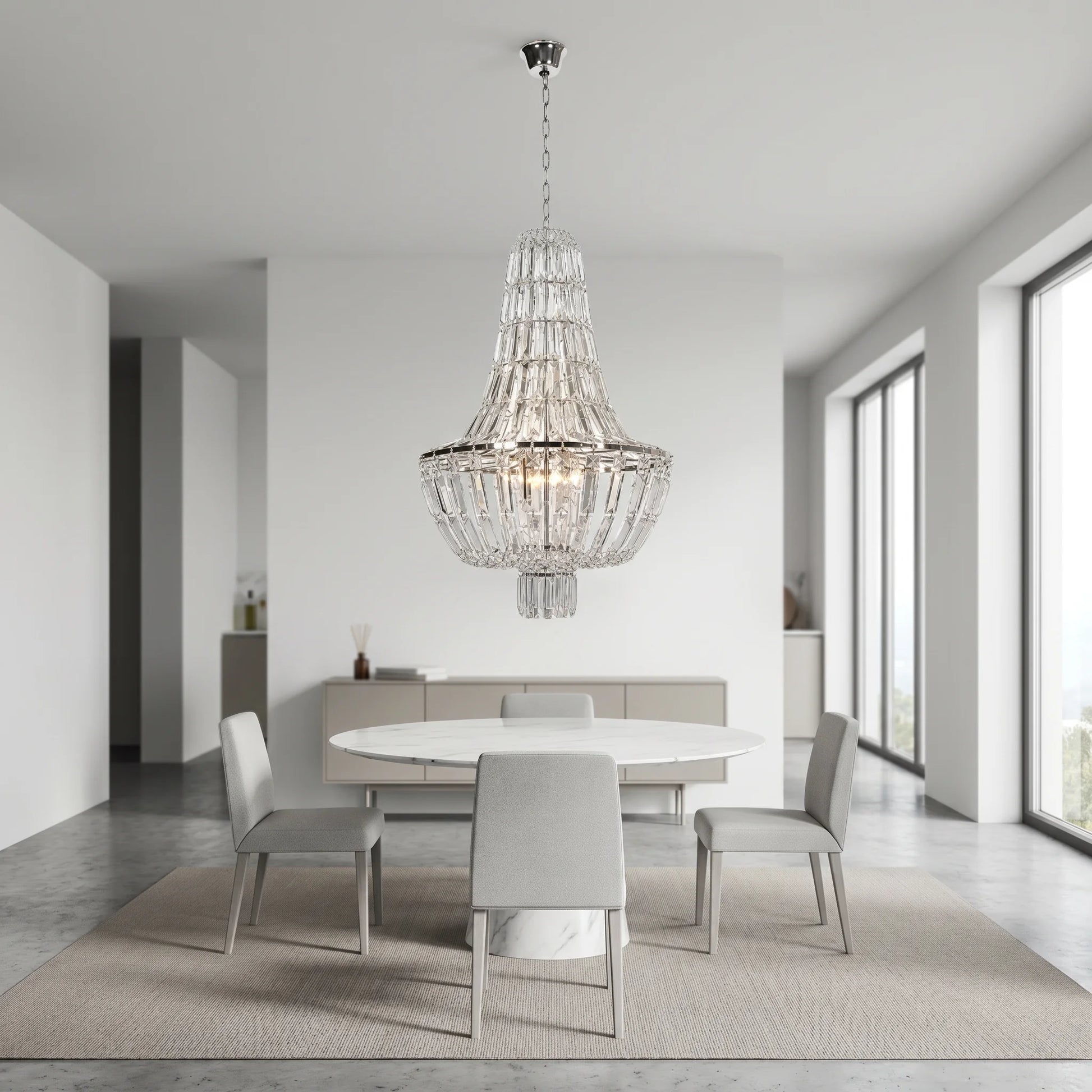 Lights  -  YS 10-1047-1PN Nickel Chandelier with Clear Glass  -  60485108