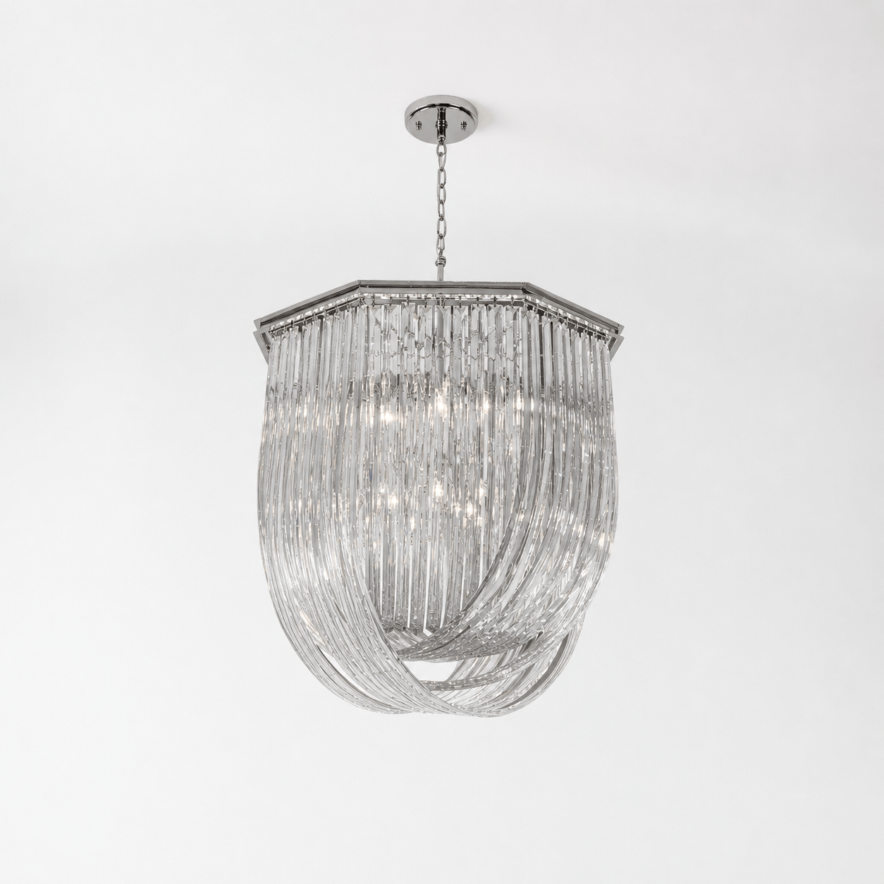 Lights  -  YS 10-1959-8 Nickel Clear Glass Chandelier  -  60485109