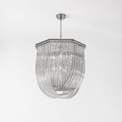 Lights  -  YS 10-1959-8 Nickel Clear Glass Chandelier  -  60485109