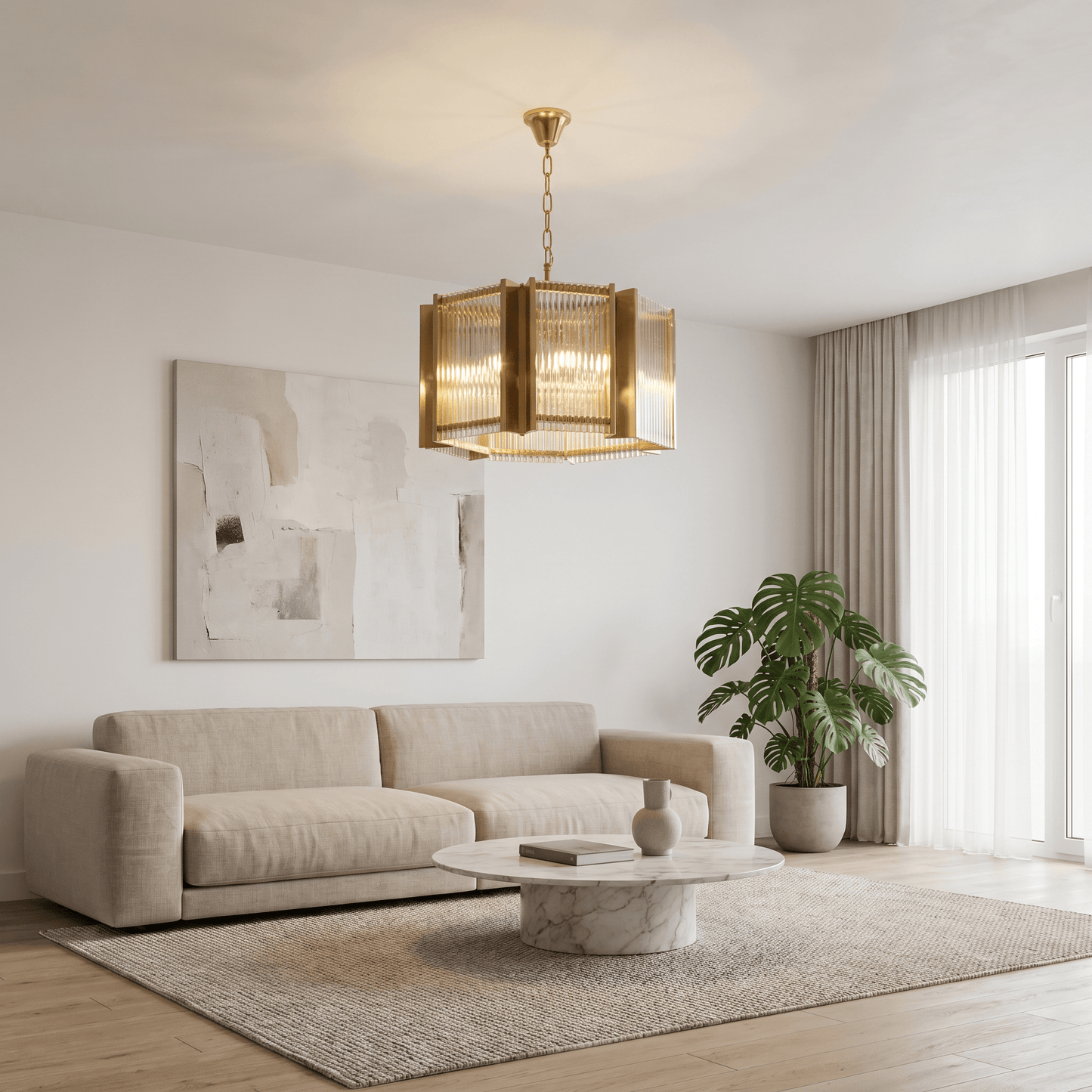Lights  -  YELLOWSTONE 10-1148-8B ANTIQUE BRASS CHANDELIER WITH CLEAR GLASS  -  60485110