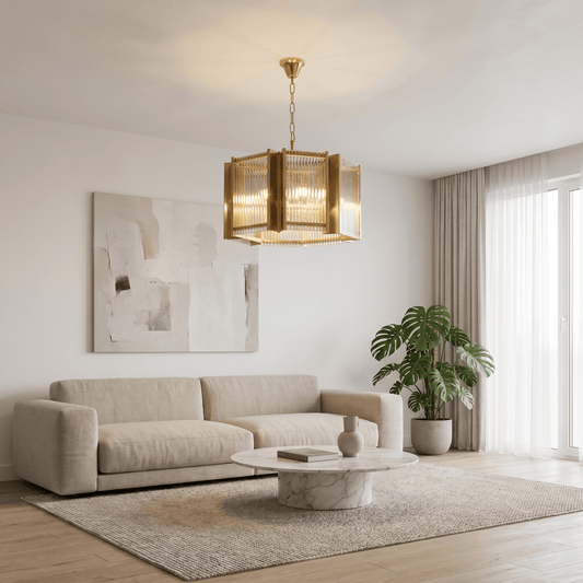 Lights  -  YELLOWSTONE 10-1148-8B ANTIQUE BRASS CHANDELIER WITH CLEAR GLASS  -  60485110