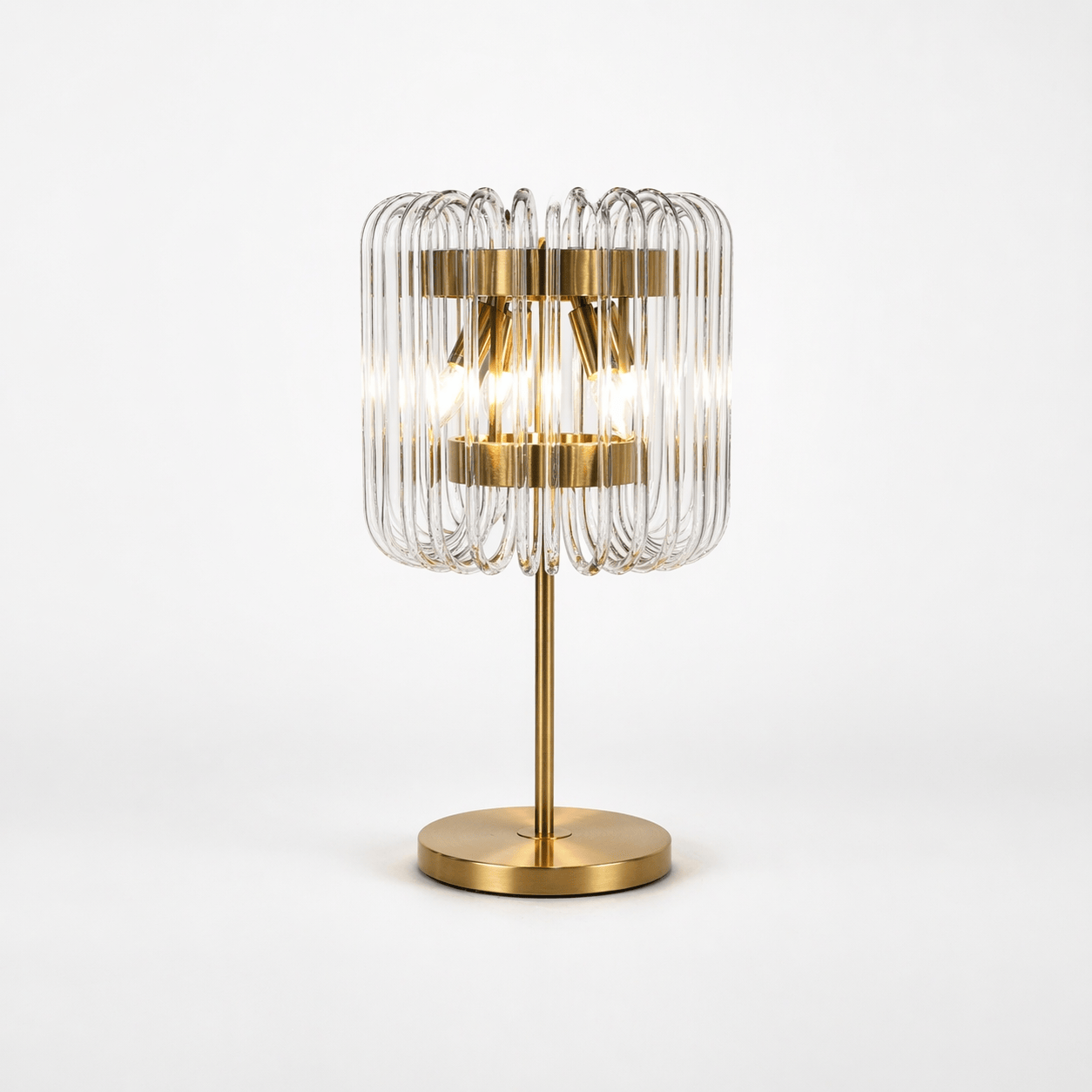 Lights  -  YS 12-1466-4BB Brushed Brass Table Lamp with Clear Glass  -  60485113