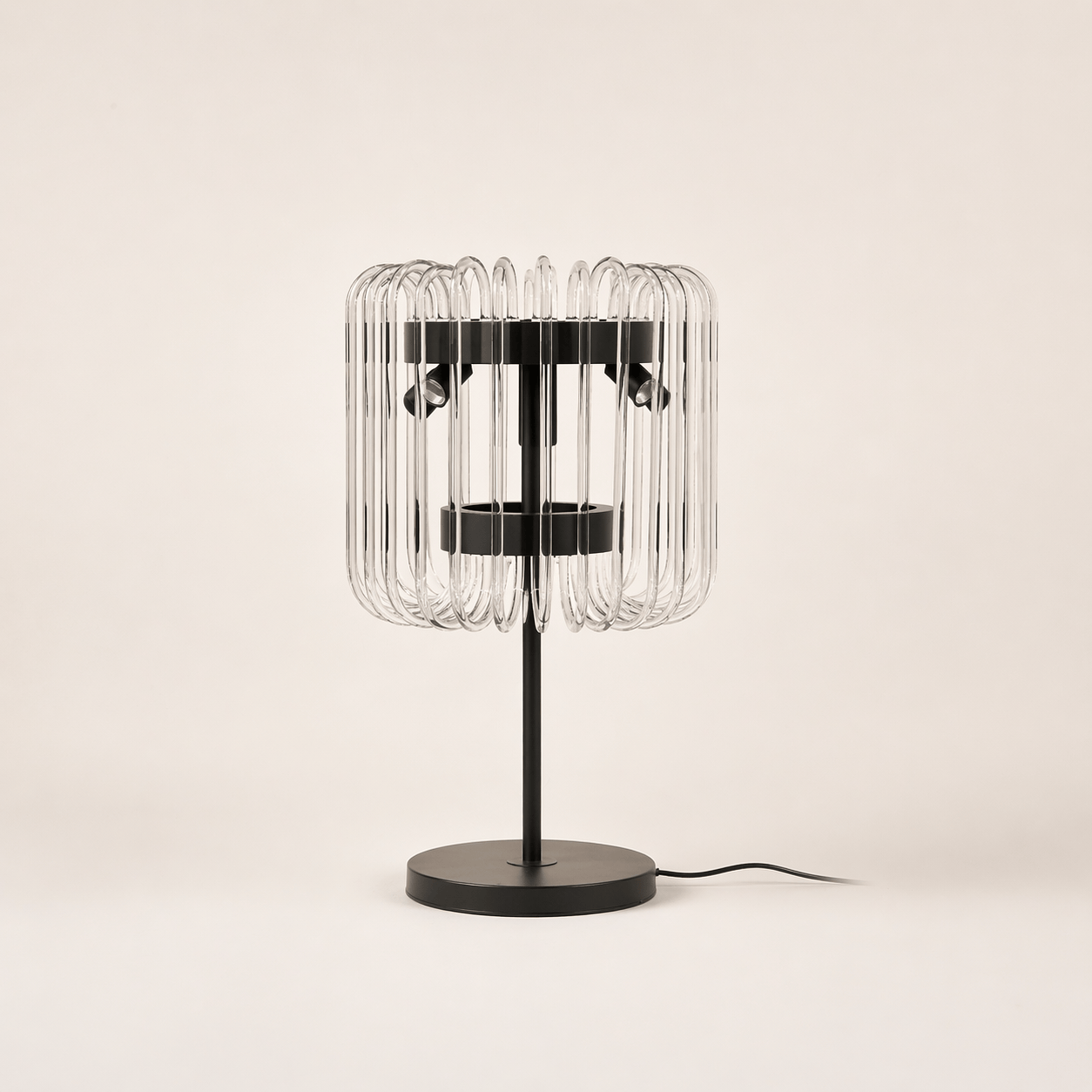 Lights  -  YS 12-1466-4AB Antique Table Lamp with Clear Glass - Black  -  60485114