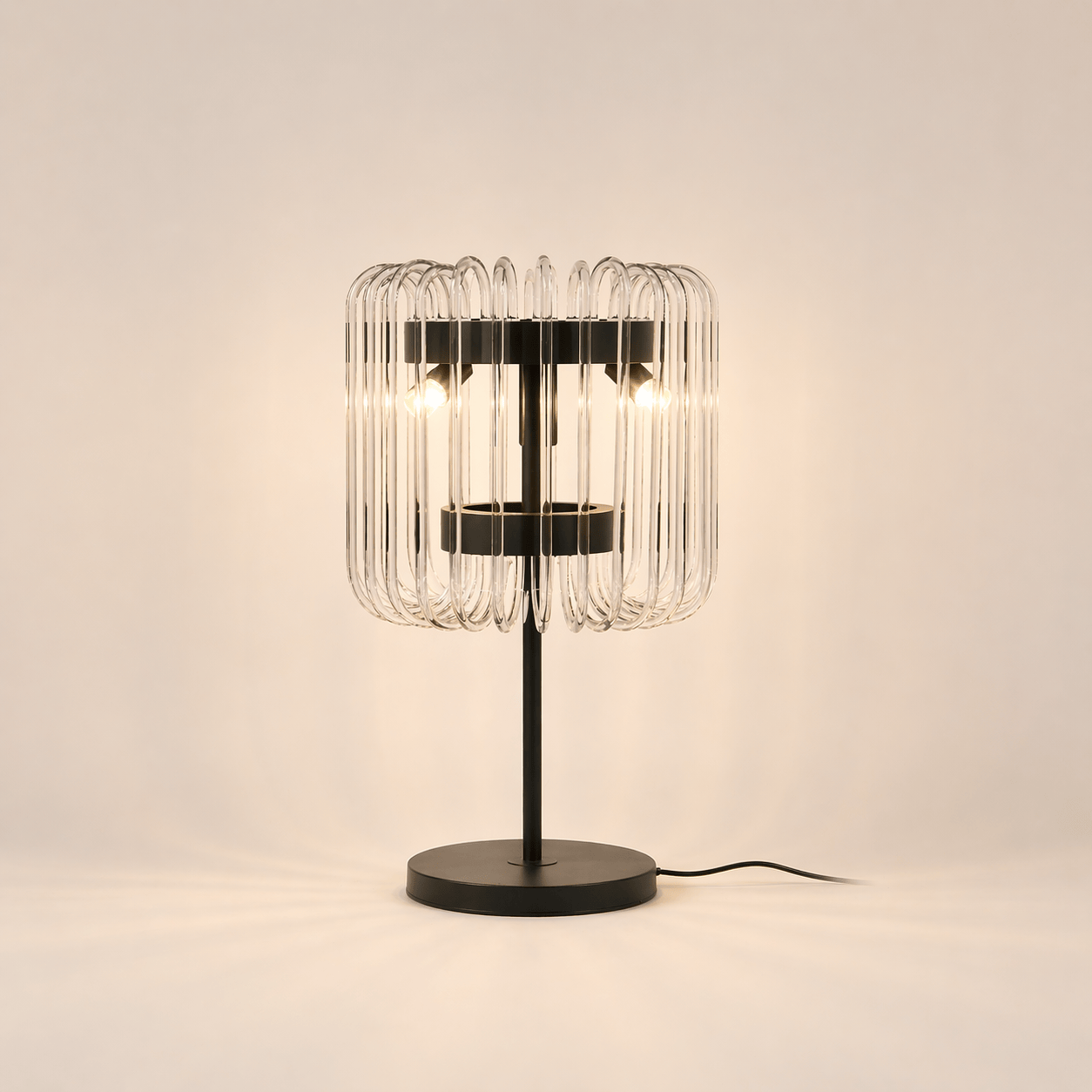 Lights  -  YS 12-1466-4AB Antique Table Lamp with Clear Glass - Black  -  60485114
