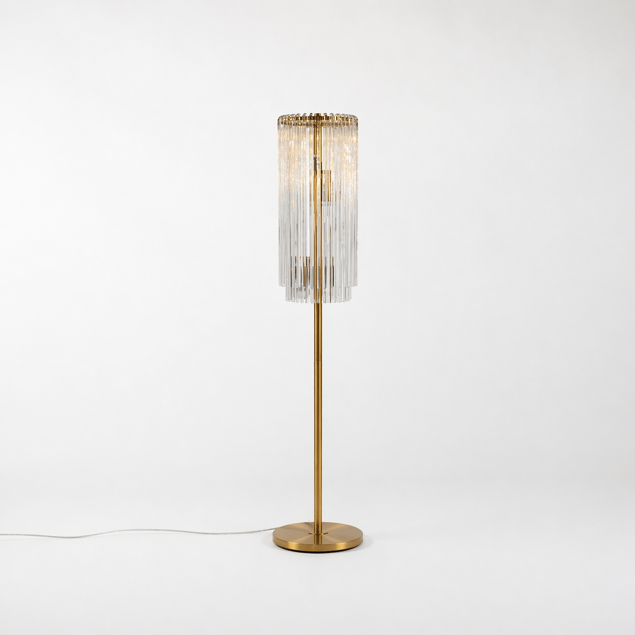 Lights  -  YS 13-1227-4BB Brushed Brass Floor Lamp with Clear Glass  -  60485115