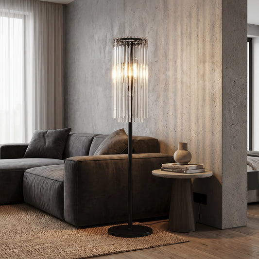 Lights  -  YS 13-1227-4AB Antique Floor Lamp with Clear Glass - Black  -  60485116