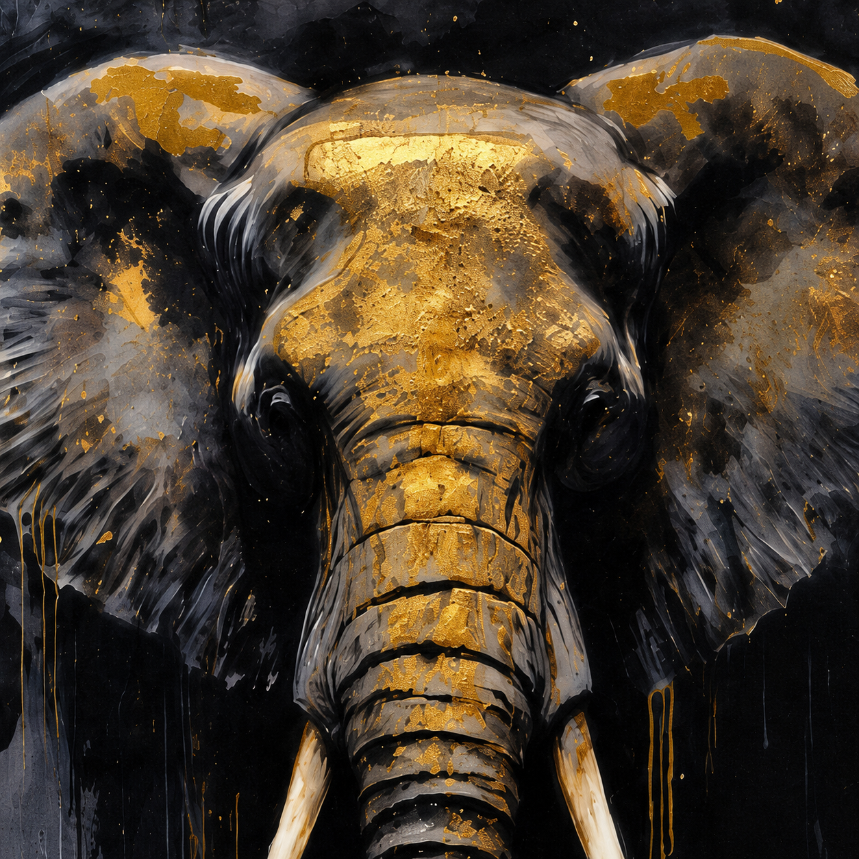 60485117 Elephant Framed Painting - 114 x 74cm