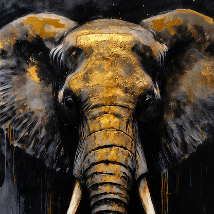 60485117 Elephant Framed Painting - 114 x 74cm