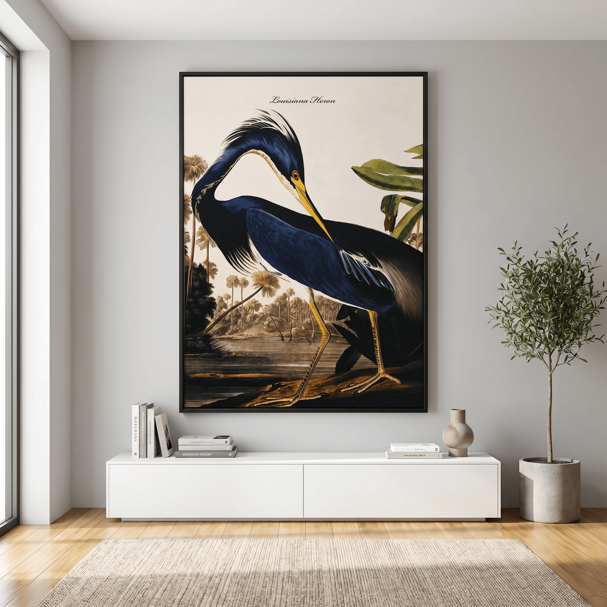 Pictures  -  SHH Blue Heron Large Canvas with Black Frame - 92.5 x 142cm  -  60485121