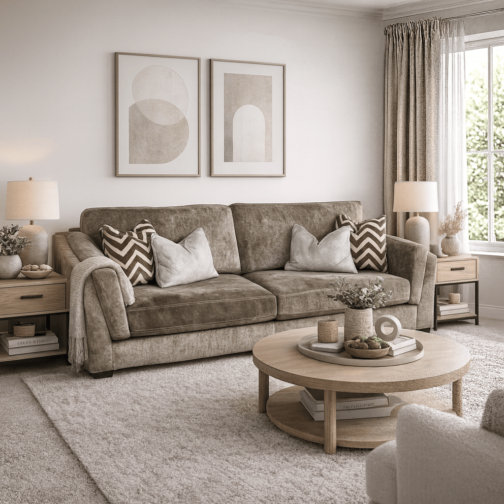 Furniture  -  Miami 4 Seater Sofa - Mink  -  60485155