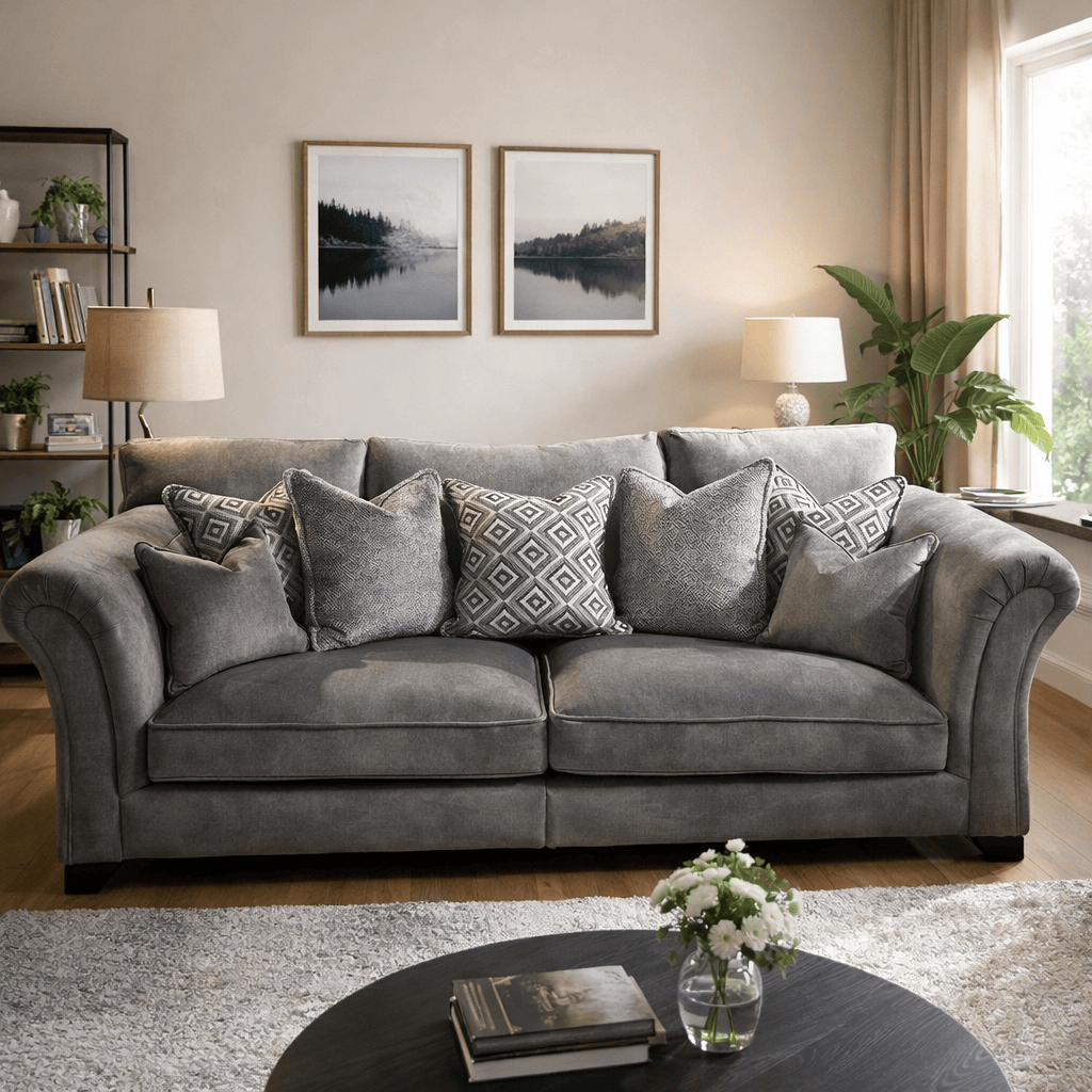 Furniture  -  Fabien 4 Seater Sofa  - Silver  -  60485190
