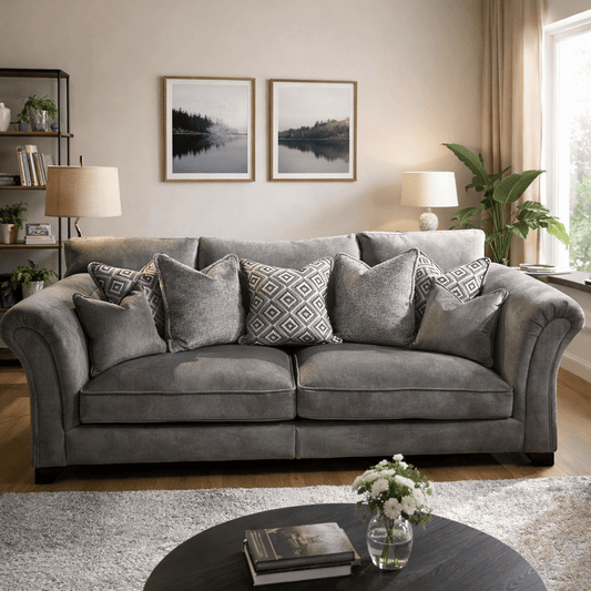 Furniture  -  Fabien 4 Seater Sofa  - Silver  -  60485190