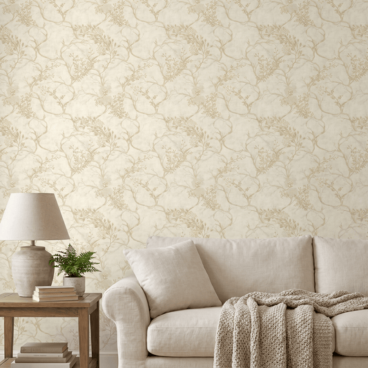 Wallpaper  -  Rasch Albero Natural Floral Trail Wallpaper - 400402  -  60485291