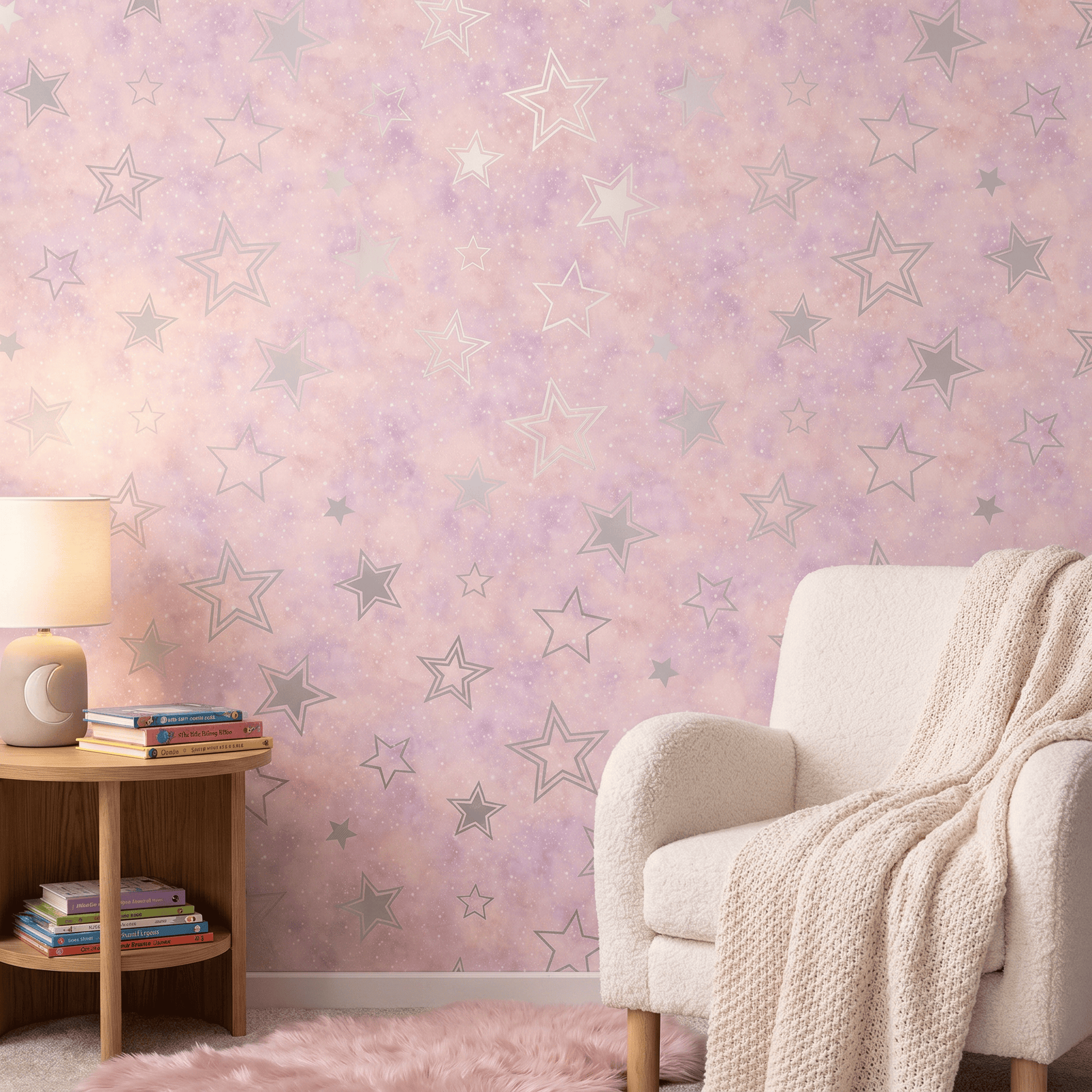 Wallpaper  -  Holden Stardust Pink/Silver Wallpaper - 14060  -  60485331