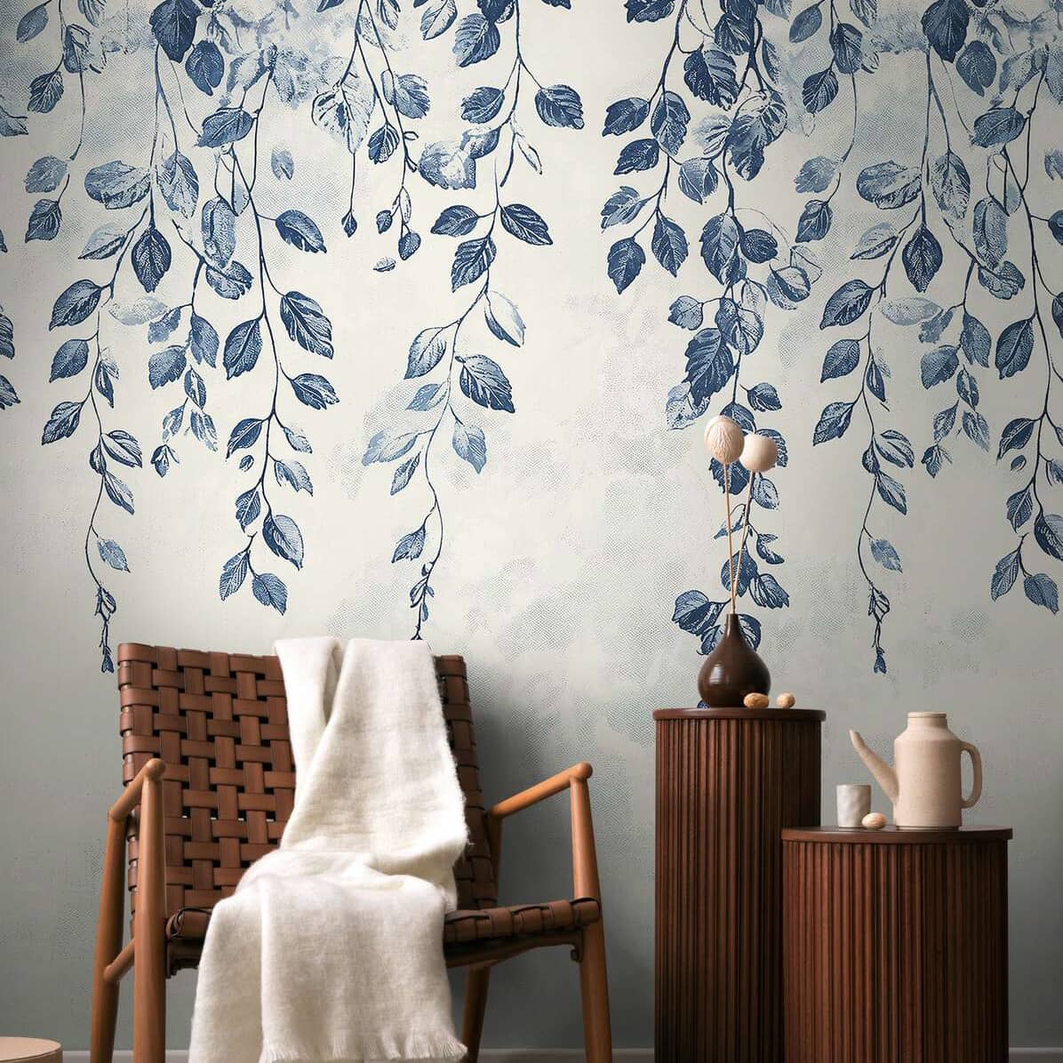 Wallpaper  -  A.S Cosmo Blue & Cream Nature Wallpaper - 791445  -  60485371