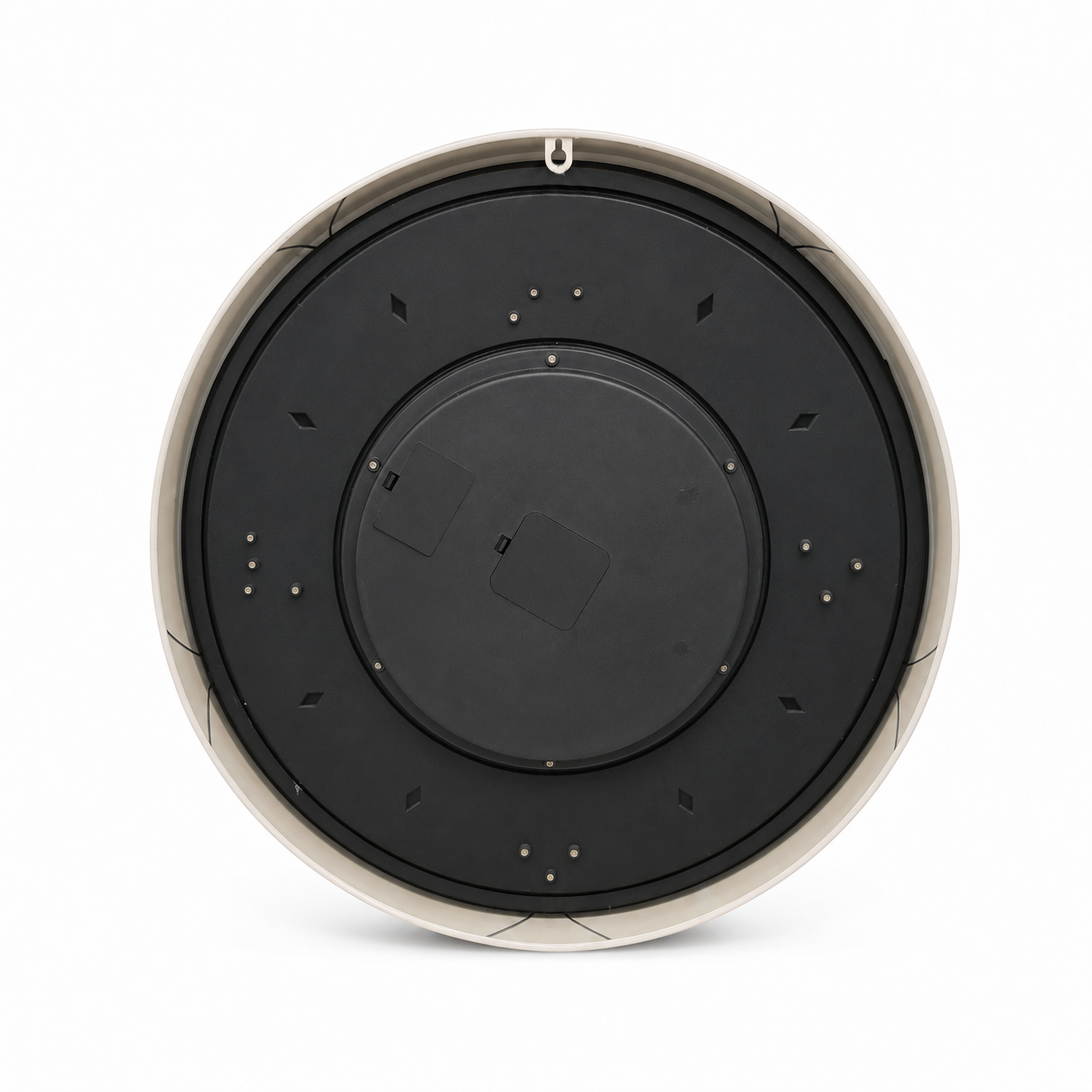 60485393 Beige & Gold Wall Clock - 55.5cm rear view showing black clock mechanism and hanging point