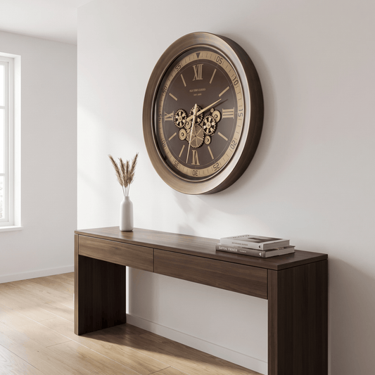 Homeware  -  60485396 Brown & Gold Wall Clock - 100.5cm  -  60485396