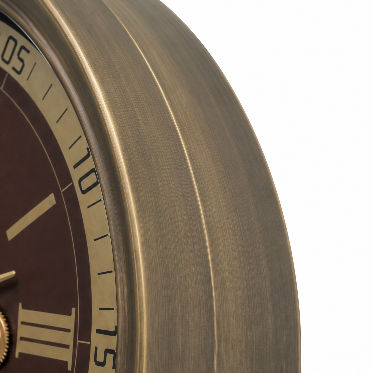 60485396 Brown & Gold Wall Clock - 100.5cm close-up of antique gold-effect frame and brown clock face