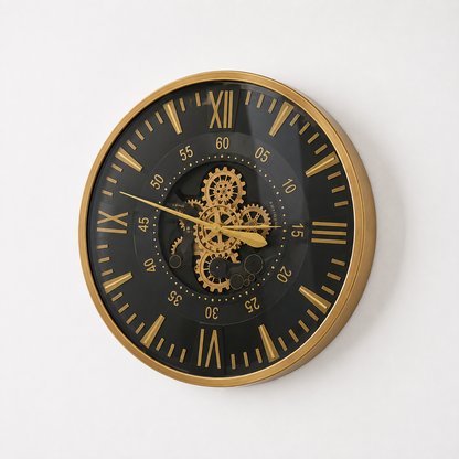 60485398 Black & Gold Wall Clock - 80cm