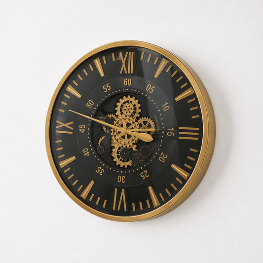 Homeware  -  60485398 Black & Gold Wall Clock - 80cm  -  60485398