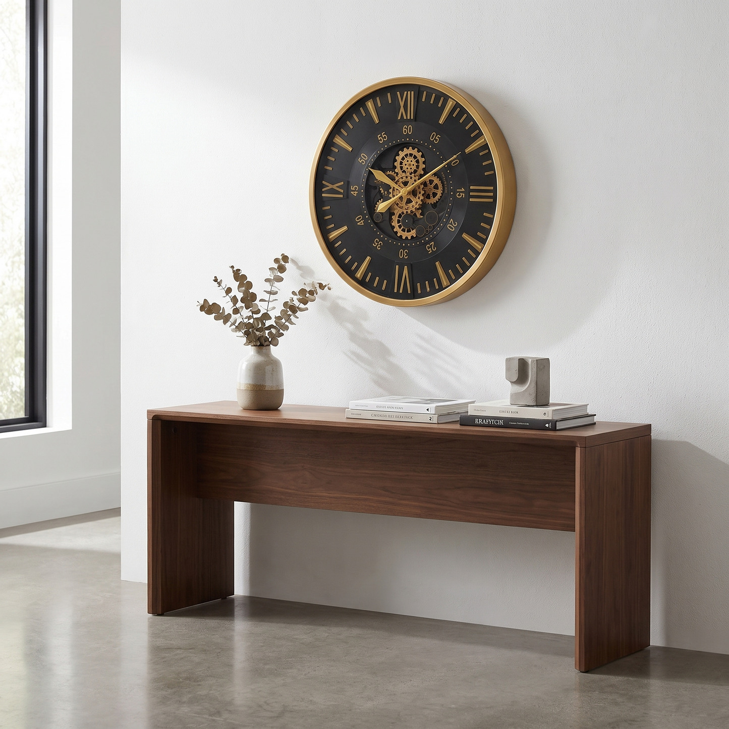 60485398 Black & Gold Wall Clock - 80cm