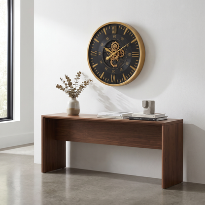 60485398 Black & Gold Wall Clock - 80cm
