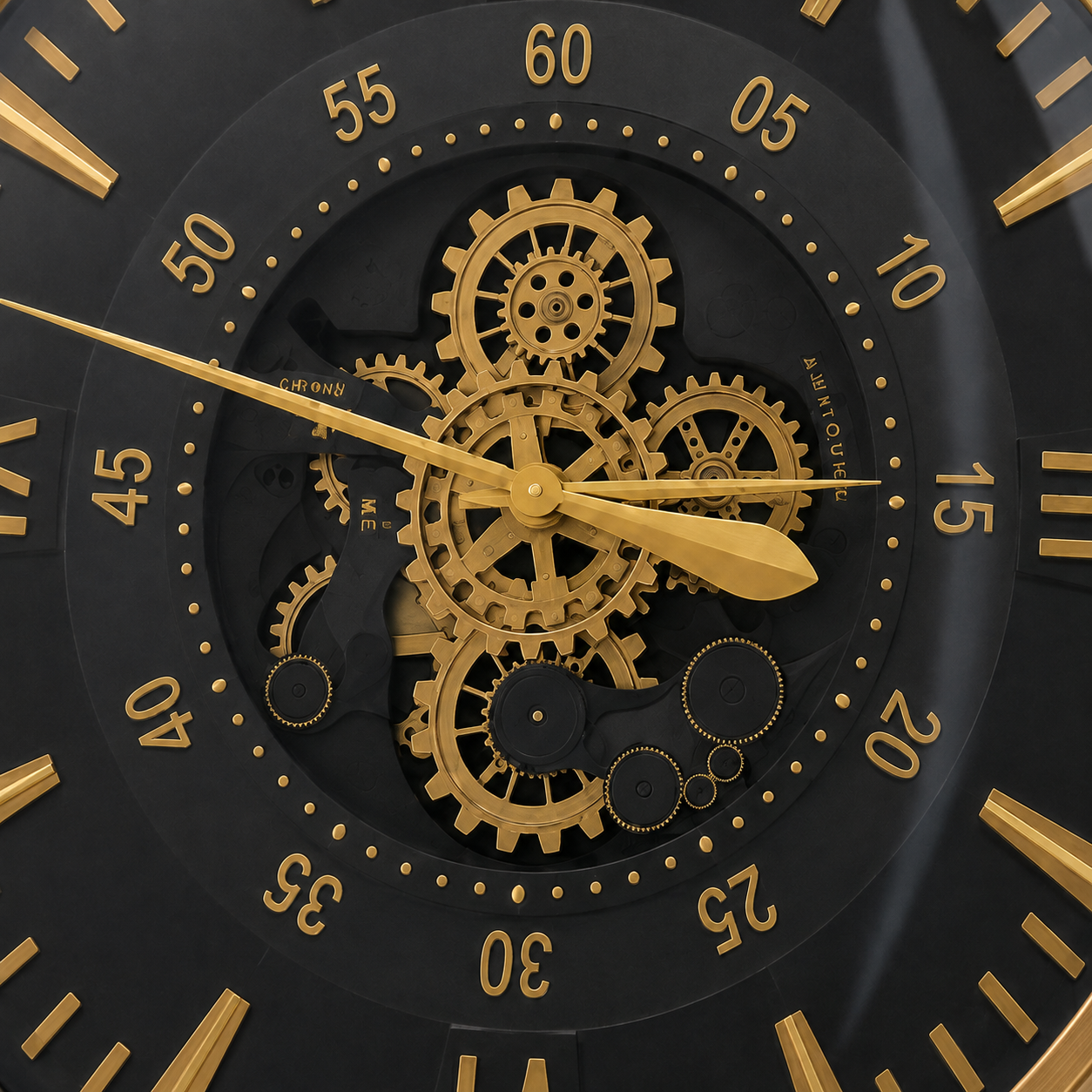 60485398 Black & Gold Wall Clock - 80cm
