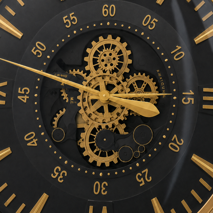60485398 Black & Gold Wall Clock - 80cm