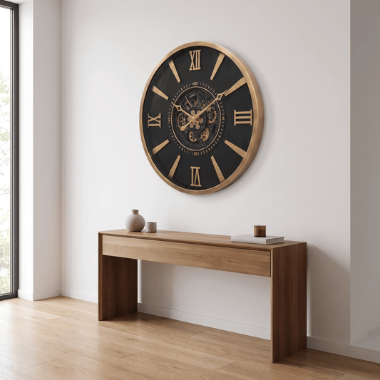 Homeware  -  60485399 Black & Gold Wall Clock - 100cm  -  60485399