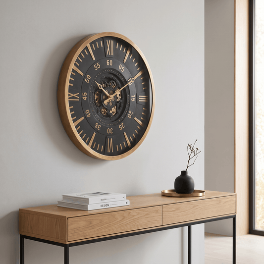 Homeware  -  60485400 Black & Gold Wall Clock - 100cm  -  60485400
