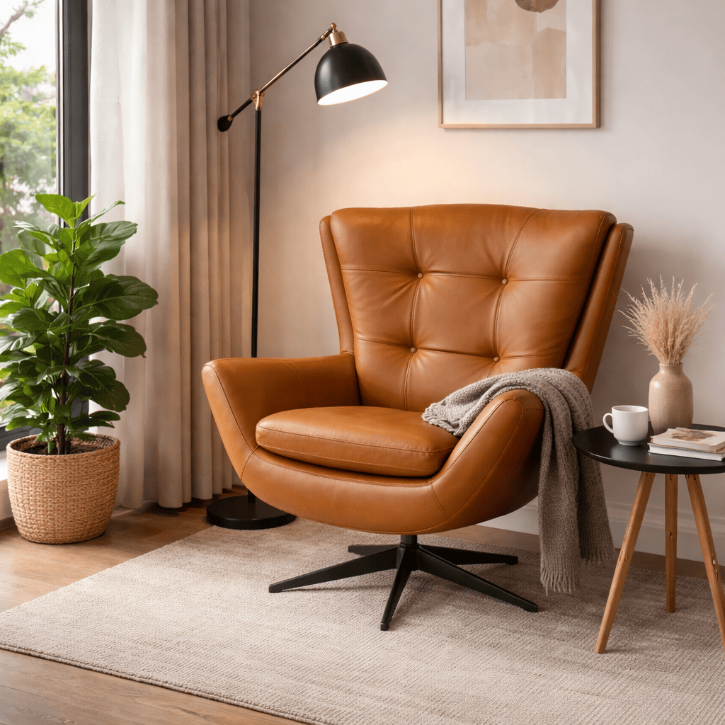 Active  -  SUPERB COPENHAGEN SWIVEL CHAIR - TAN  -  60485451