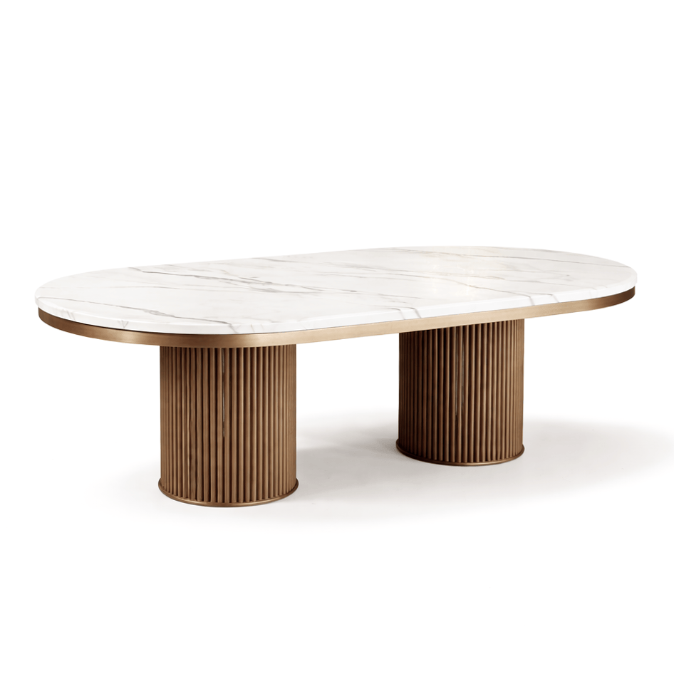Furniture  -  Luca 2m Dining Table & 6 Chairs - Bronze  -  60485570