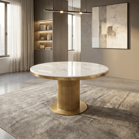 Furniture  -  Luca Round Dining Table - Gold  -  60485559