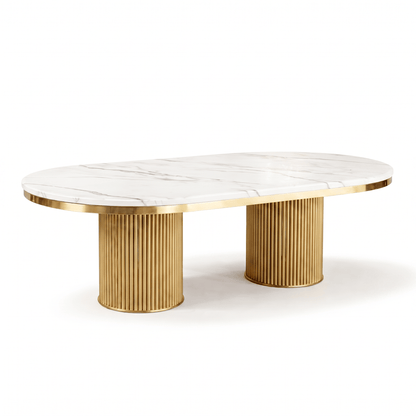 Furniture  -  Luca 2m Dining Table & 6 Chairs - Gold  -  60485569