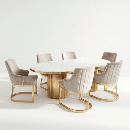 Furniture  -  Luca 2m Dining Table & 6 Chairs - Gold  -  60485569
