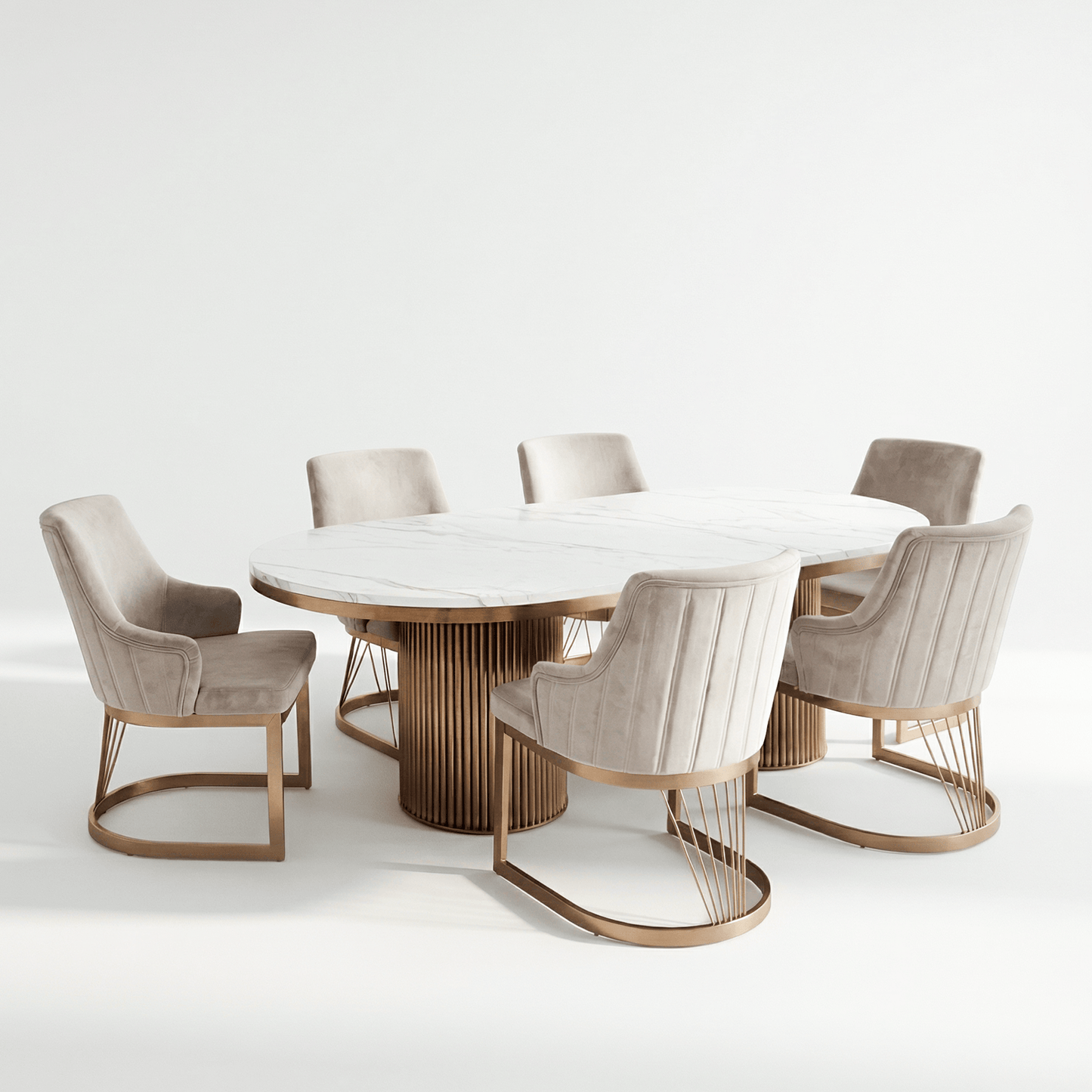 Furniture  -  Luca 2m Dining Table & 6 Chairs - Bronze  -  60485570