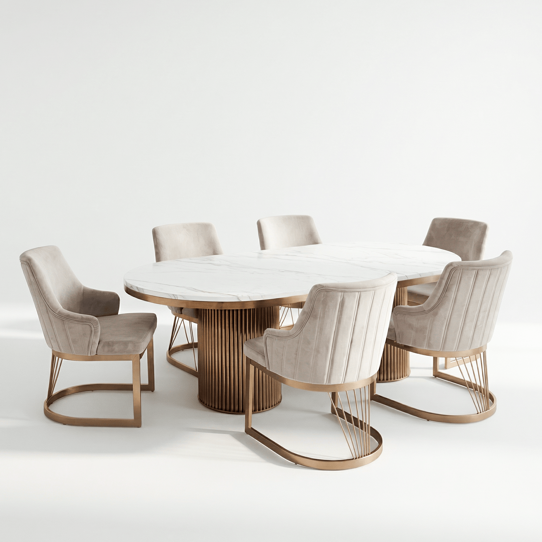 Furniture  -  Luca 2m Dining Table & 6 Chairs - Bronze  -  60485570