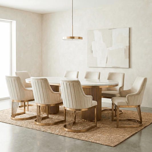 Furniture  -  Luca 2.4m Dining Table & 8 Chairs - Gold  -  60485571