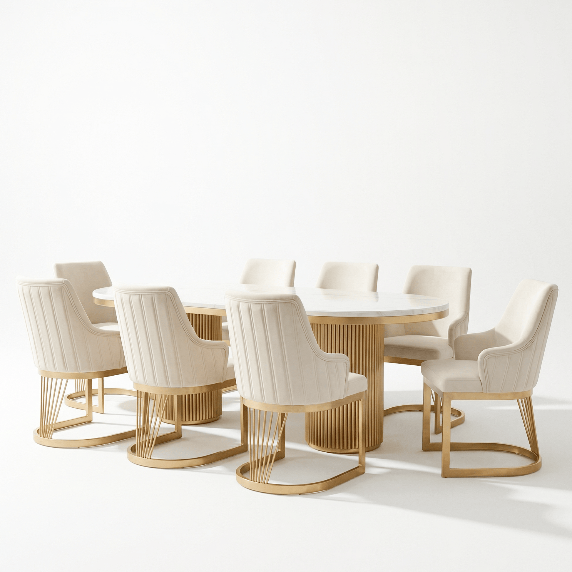 Furniture  -  Luca 2.4m Dining Table & 8 Chairs - Gold  -  60485571